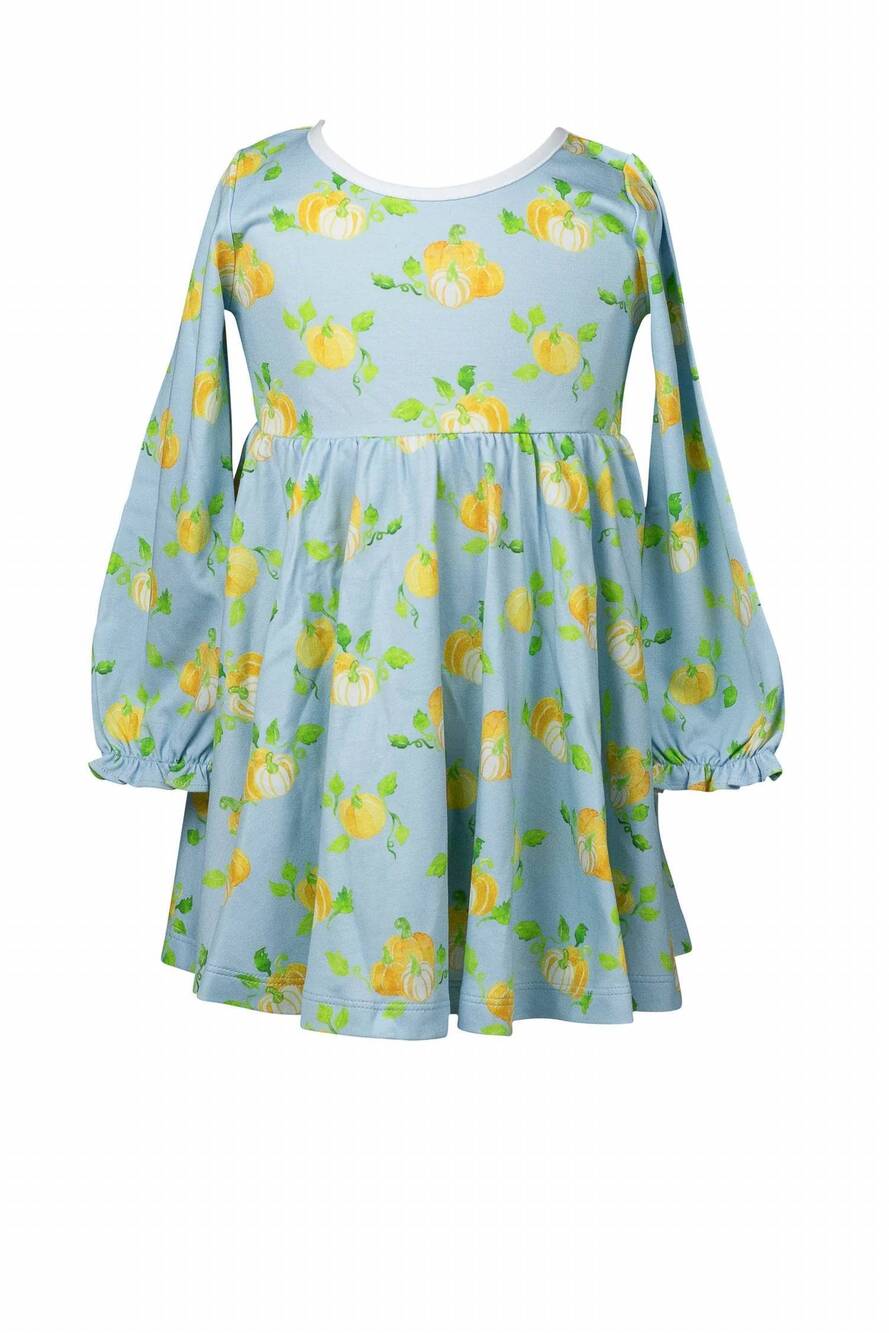 NEW THE PROPER PEONY girl's patch long sleeve twirl dress in multi